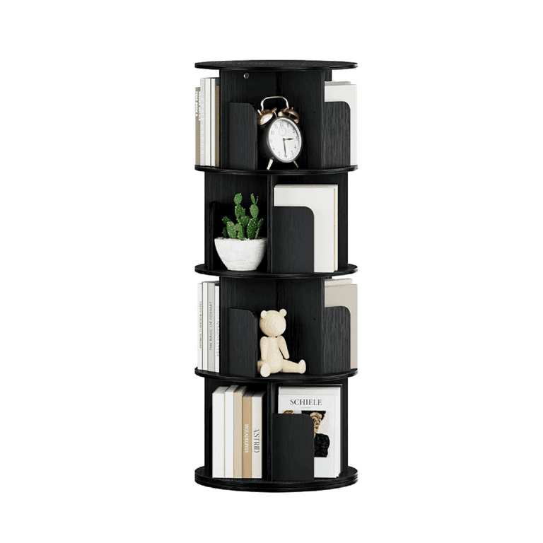 OTK 4 Tier Rotating Bookshelf Black