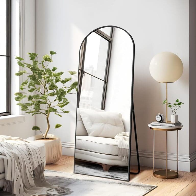 NicBex Arched Full Length Mirror With Stand 56 x 19 Inches Black