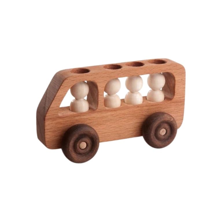 PoppyBabyCo Wooden Toy Bus With Passengers