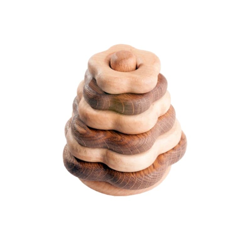 PoppyBabyCo Wooden Stacking Toy Flower Shape Small