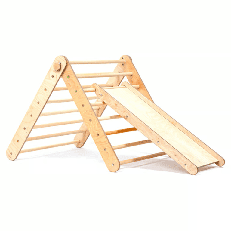Duck Woodworks Shop Triangolo da Arrampicata con Scivolo in Legno Naturale