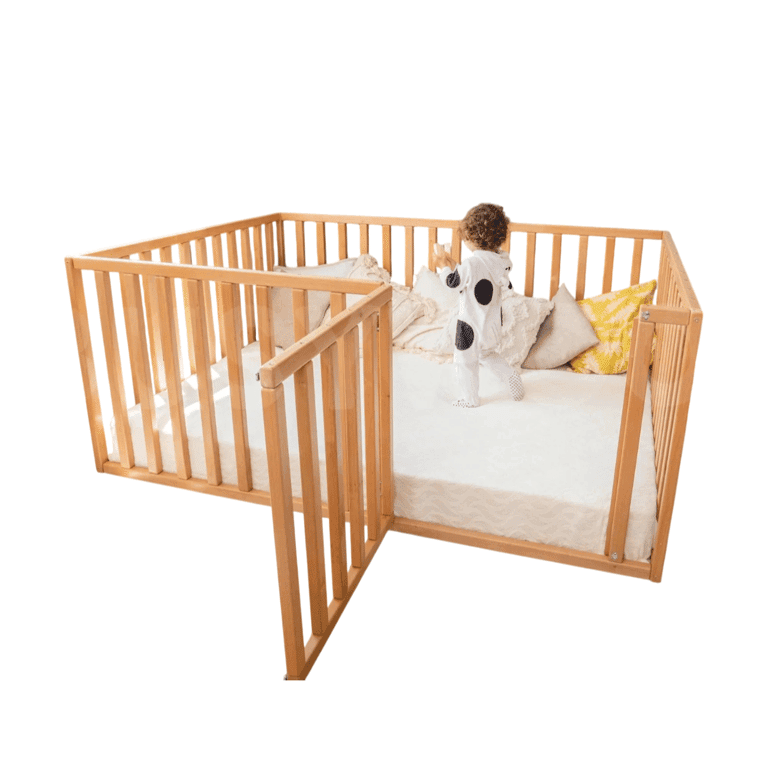 BusyWood Full Floor Bed With Rails Natural