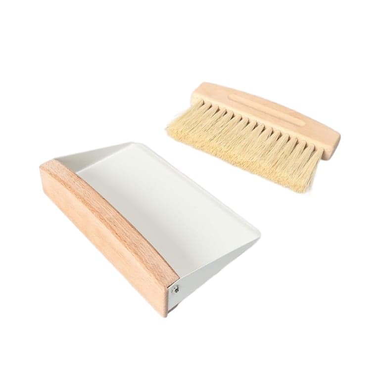 Nokiils Small Portable Beechwood Broom and Dust Pan Set With Natural Sisal