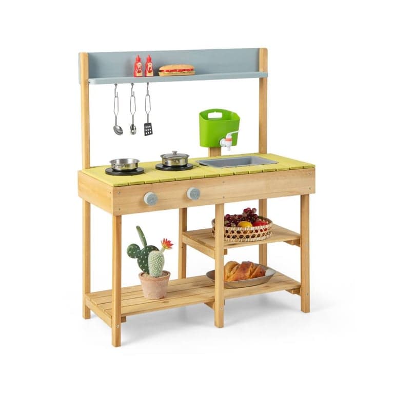 Costway Backyard Mud Kitchen With Stove Top