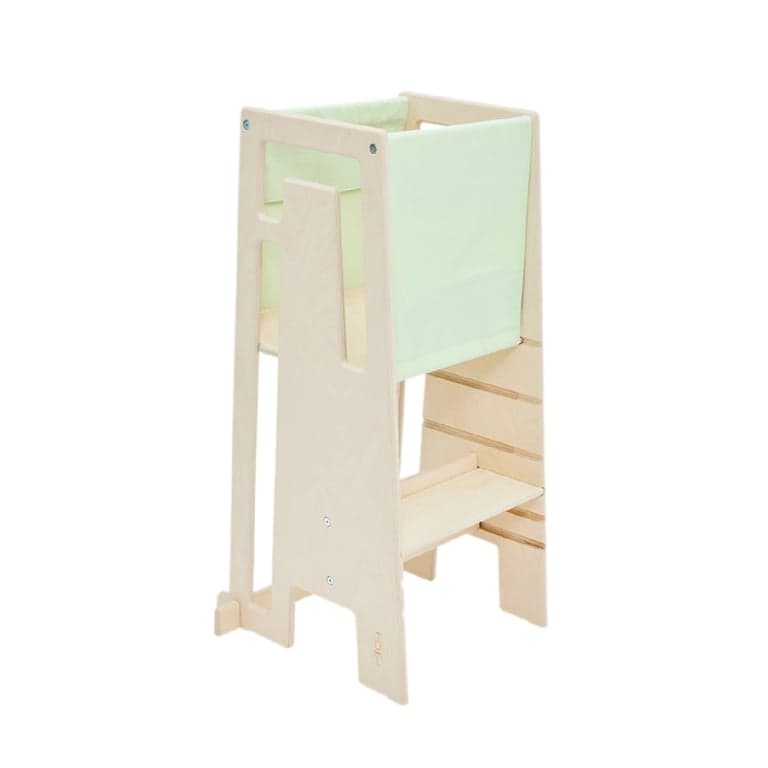 Tuki® Set Iniziale Torre di Apprendimento in Betulla Artica con Telo Color Salvia
