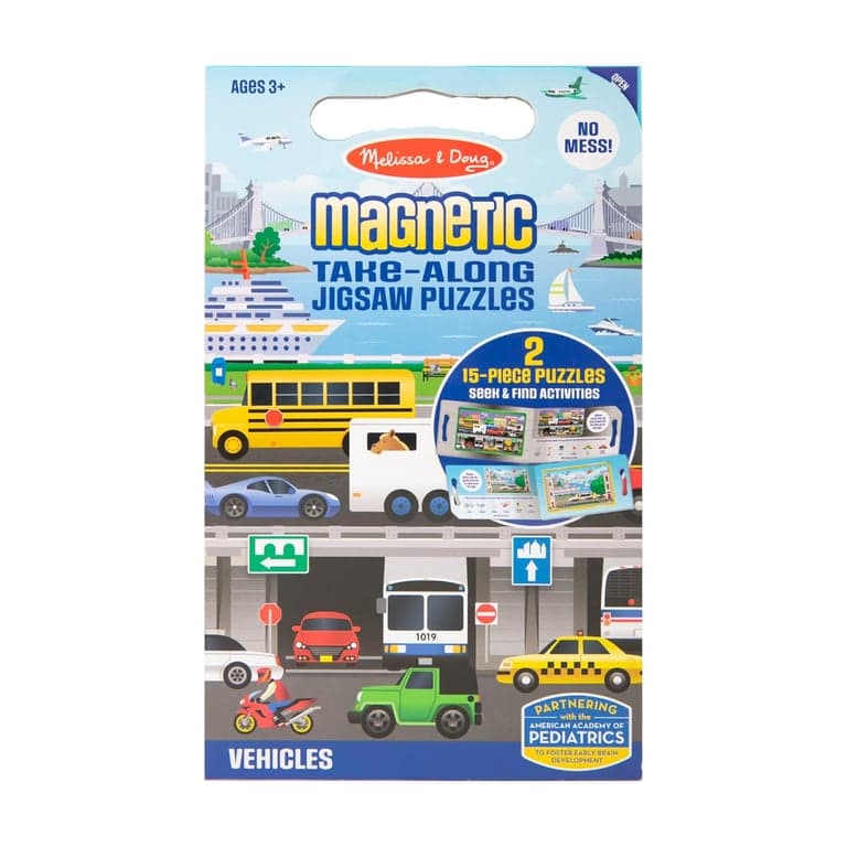 Melissa & Doug Take-Along Magnetic Jigsaw Puzzle Vehicles