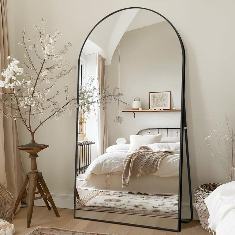 NicBex Arched Oversized Full Length Mirror With Stand 76 x 35 Inches Black