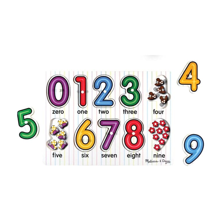 Melissa & Doug Lift & See Numbers Wooden Peg Puzzle