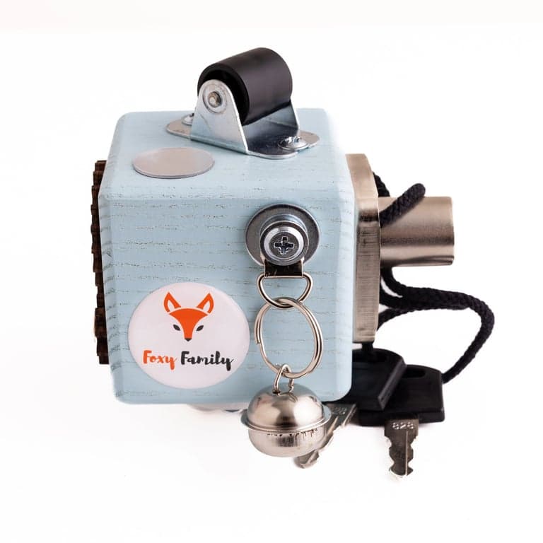 Foxy Family Cubo attività in legno Blu