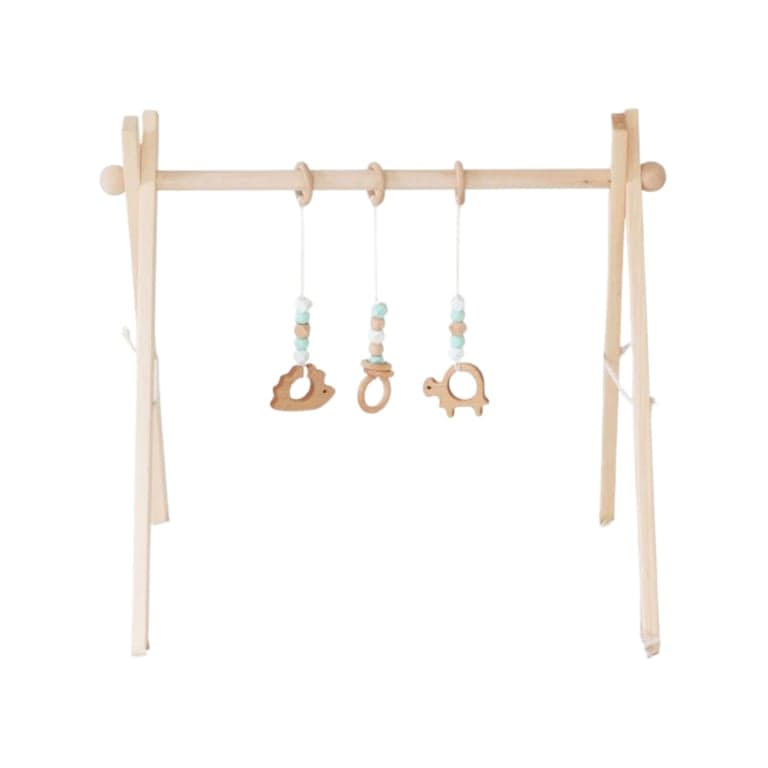 My Little Songbird Classic Mint Play Gym Natural With 3 Toys Hedgehog and Turtle