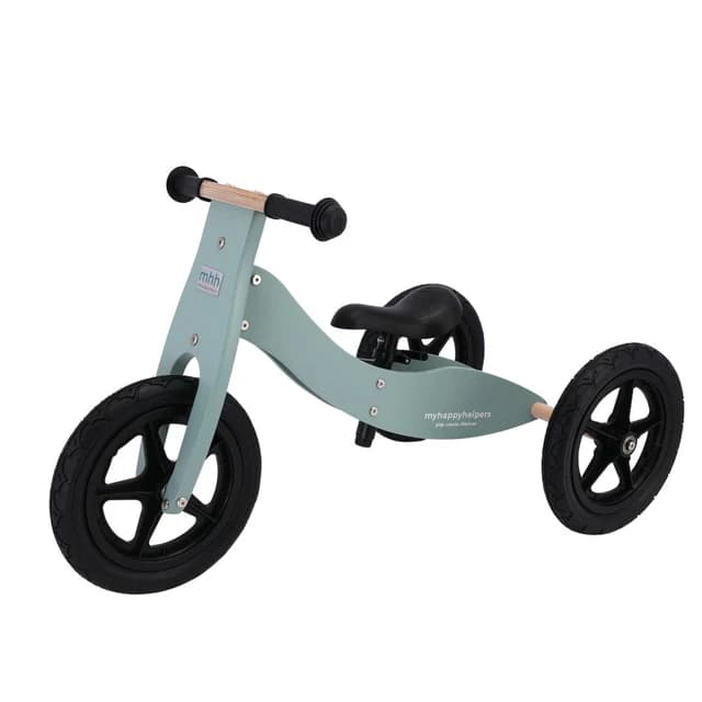 My Happy Helpers 2-in-1 Wooden Trike Balance Bike Sage Green No Canvas Bag