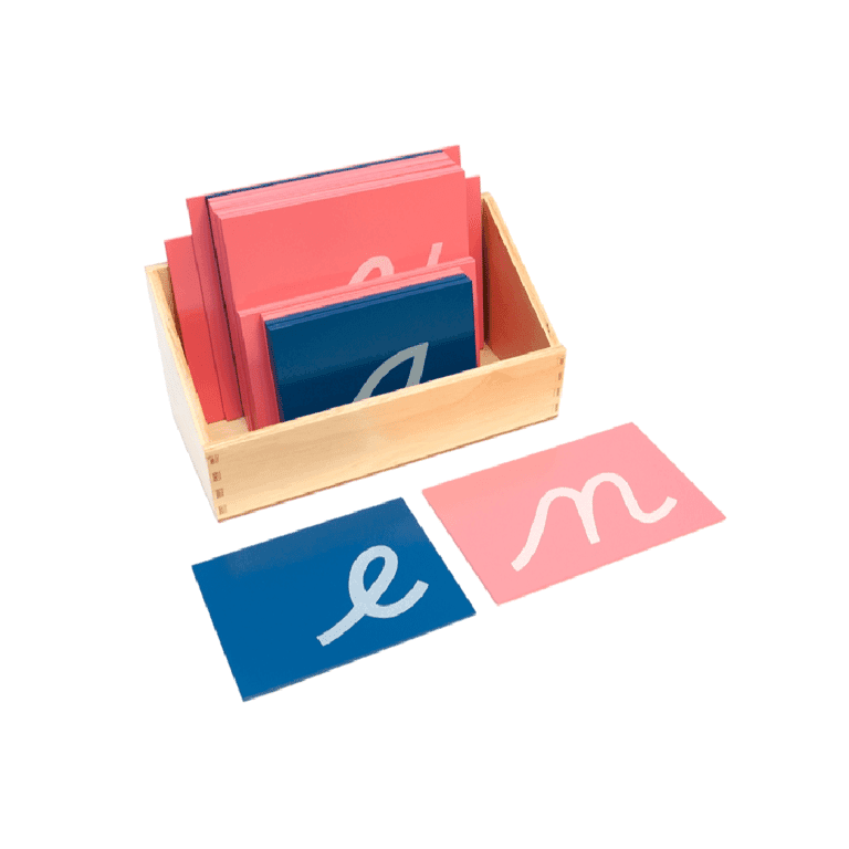 Alison's Montessori Lowercase Cursive Sandpaper Letters With Box