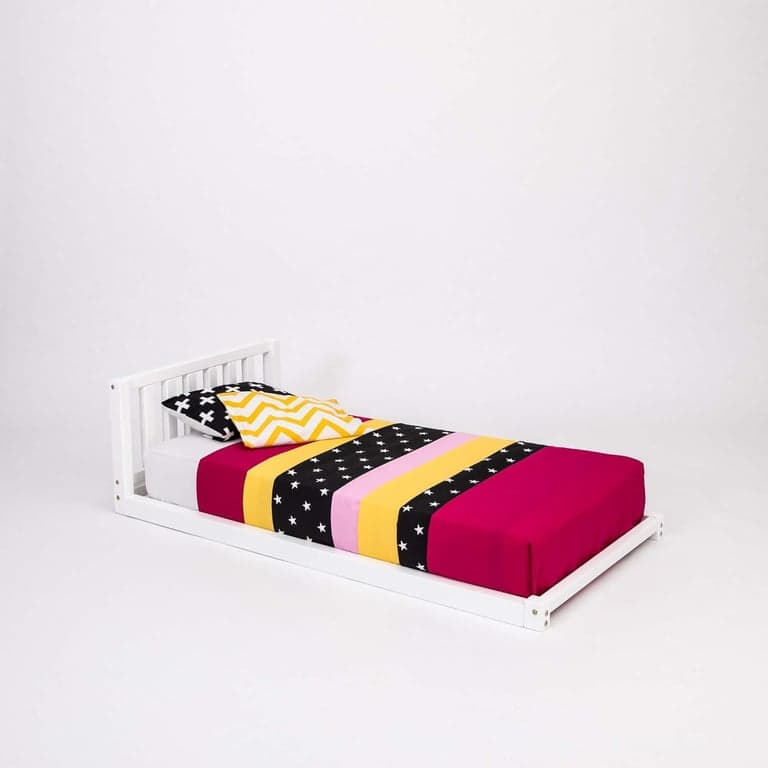 Sweet Home From Wood Wooden Floor Bed With Headboard Full White