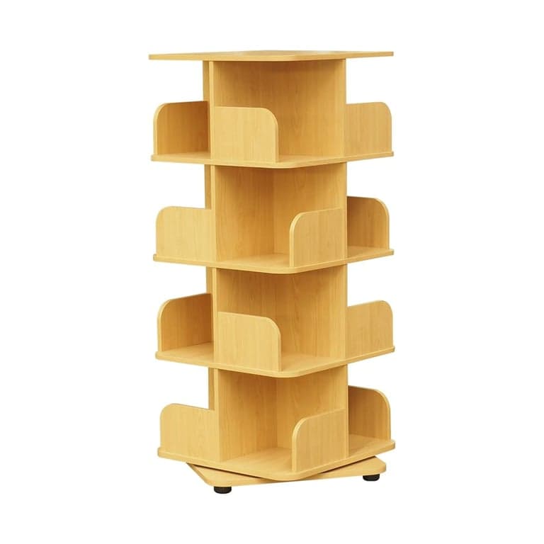 Kings Brand Furniture 4-Tier Revolving Bookcase Natural