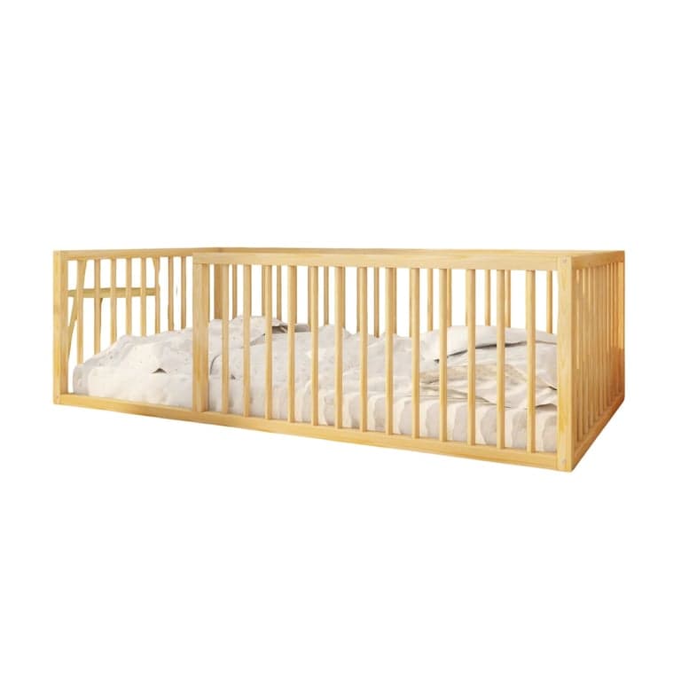 SignaturedWood Blair Twin Floor Bed 17H With Rectangle Slat