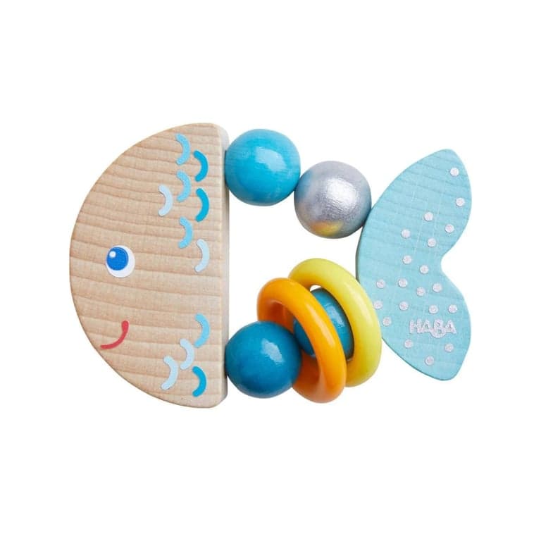 HABA Wooden Baby Rattle Rattlefish