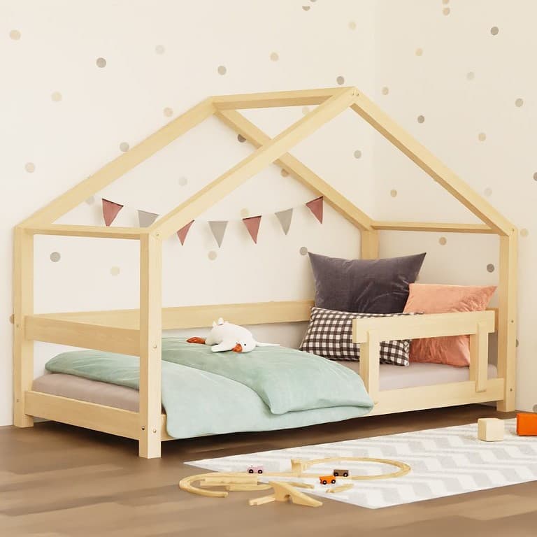 Benlemi House Bed Lucky With Firm Bed Guard Transparent Oil 120 x 200