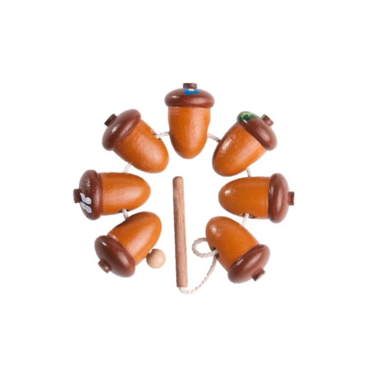 PoppyBabyCo Montessori Wooden Acorn Lacing Toy