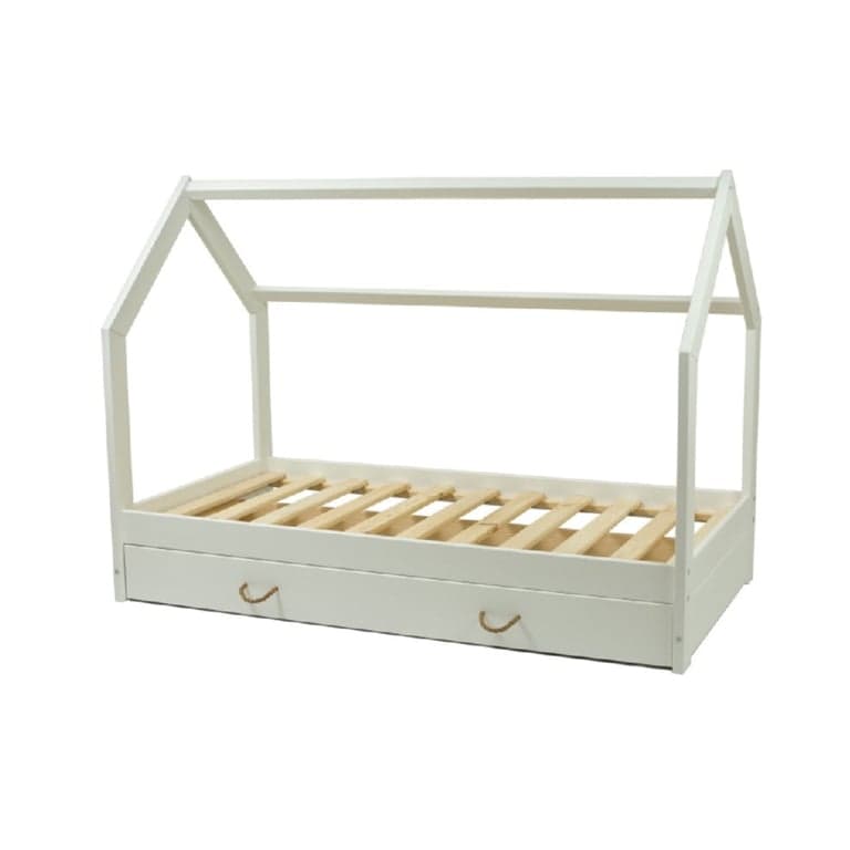 Merly Letto a Pavimento con Contenitore Bianco Dimensione Bambino 160 x 80 cm