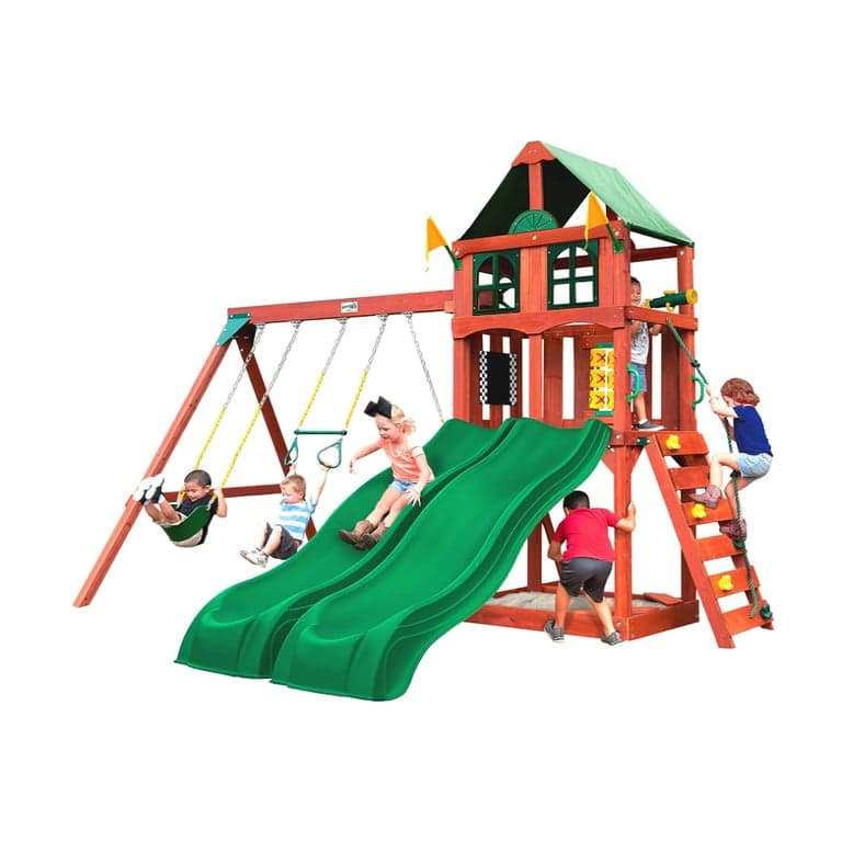 Gorilla Playsets Playmaker Deluxe Wooden Swing Set Redwood Stained Cedar