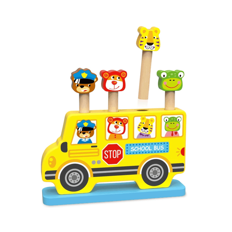 Woody Treasures Wooden School Bus Toy