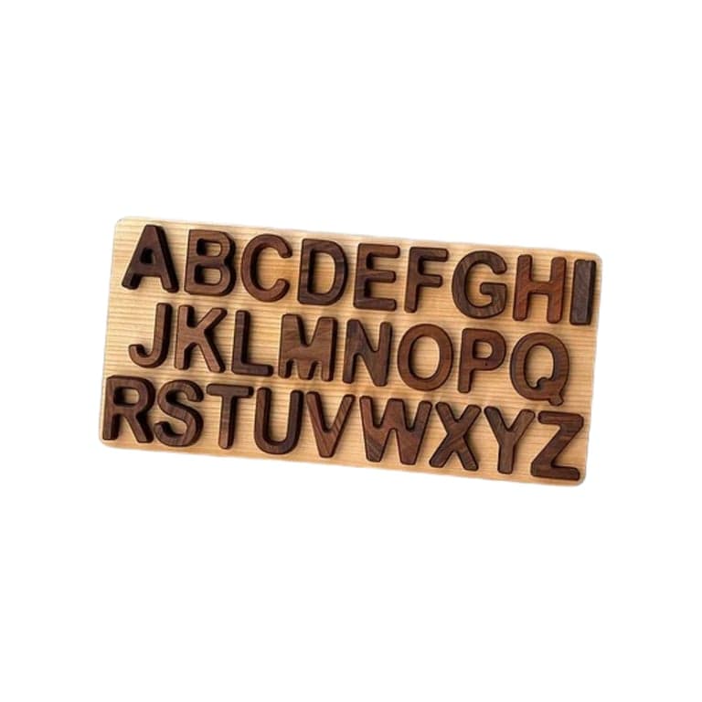 PoppyBabyCo Wooden Alphabet Puzzle Board