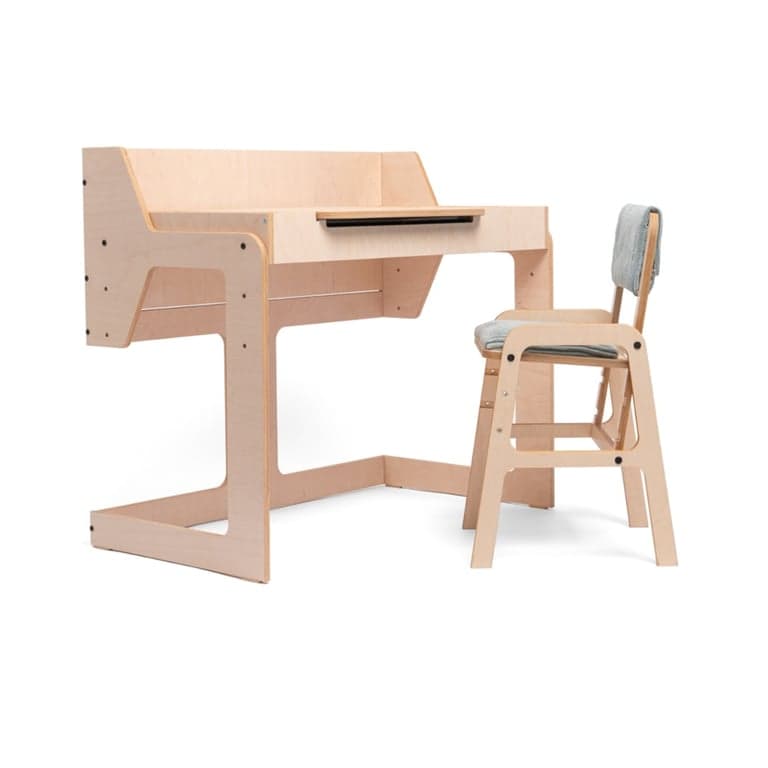 Luula Set Regolabile di Tavolo e Sedia Montessori per Bambini Teddy Grigio