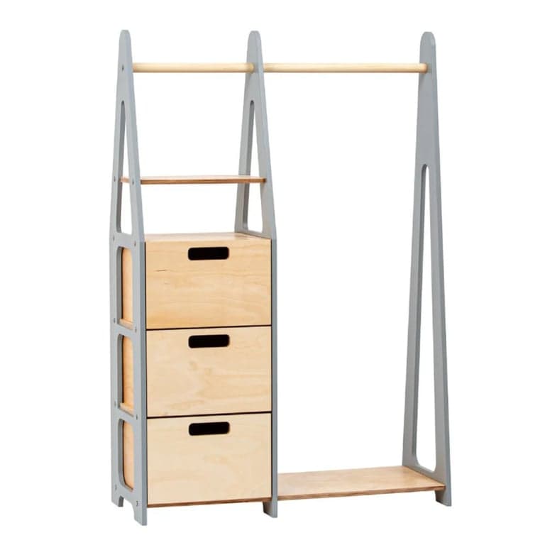 Duck Woodworks Shop Appendiabiti Con Cassetti Rettangolari Grigio