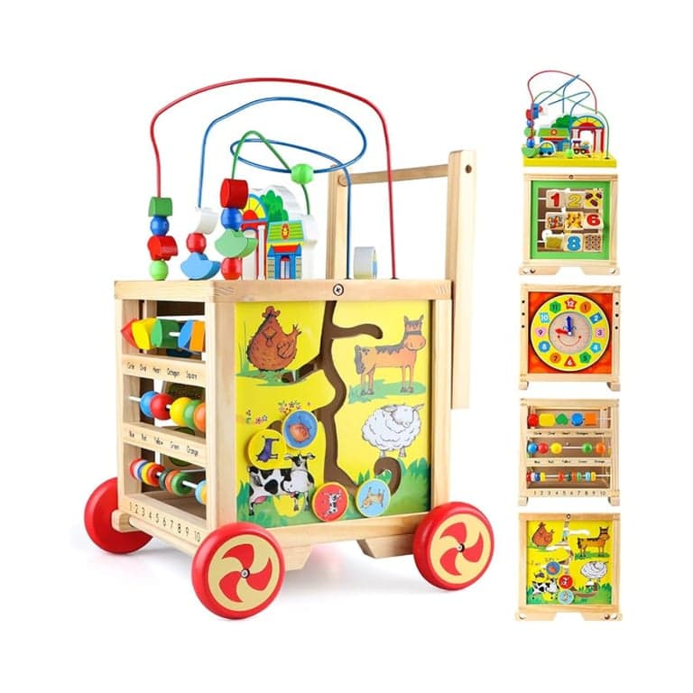 KABENFIS 6-in-1 Wooden Sensory Activity Cube