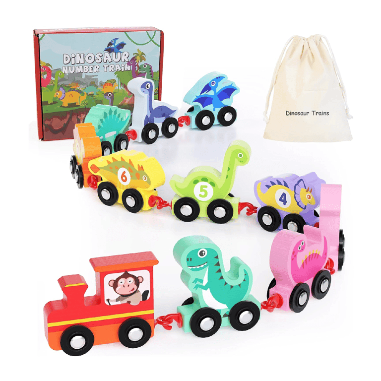 HELLOWOOD Train Toys Set Dinosaur