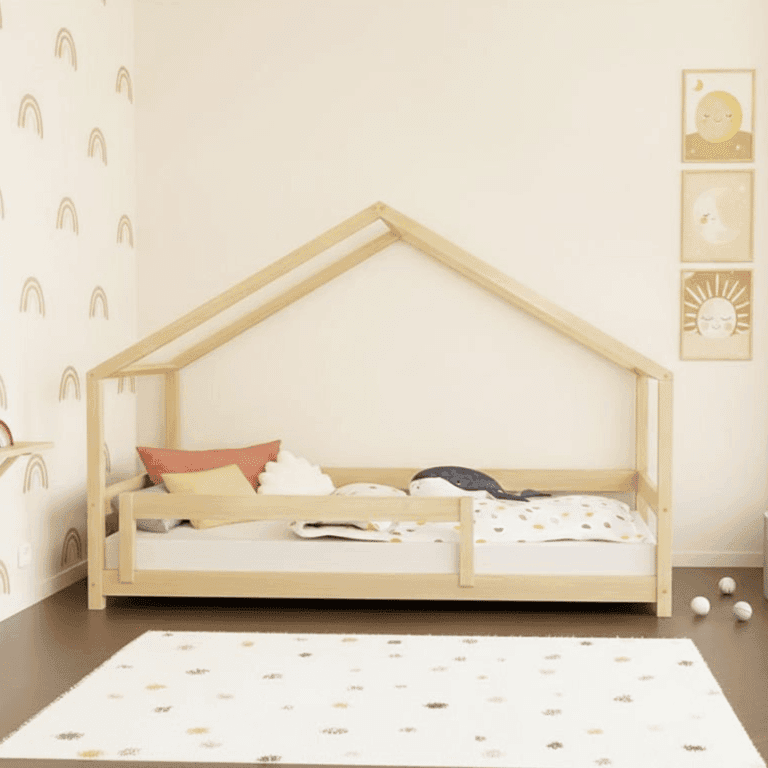 Benlemi Letto a Casa Lucky Con Protezione Letto Rigida Olio Trasparente 190 x 90