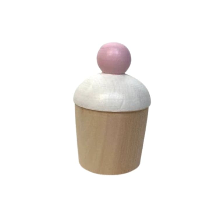 PoppyBabyCo Wooden Cupcake Toy Pink
