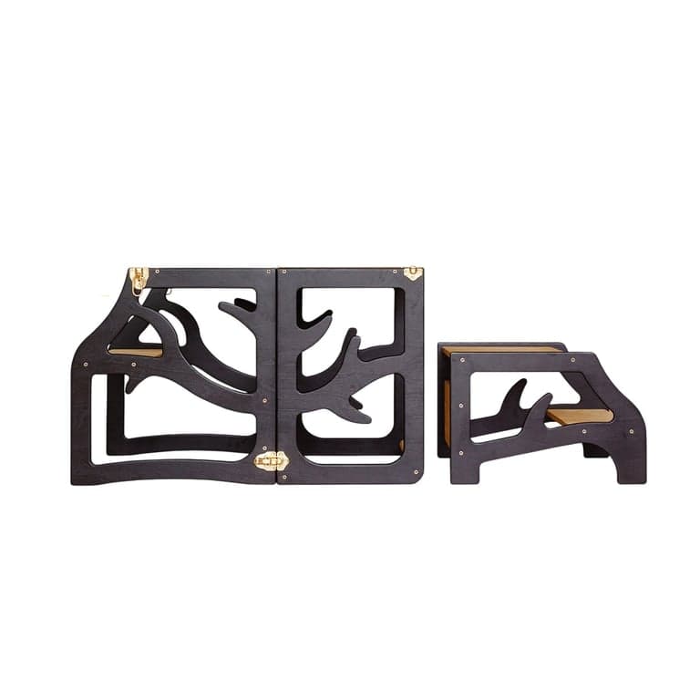 Weco Torre da cucina design albero 3-in-1 con sgabello Nero
