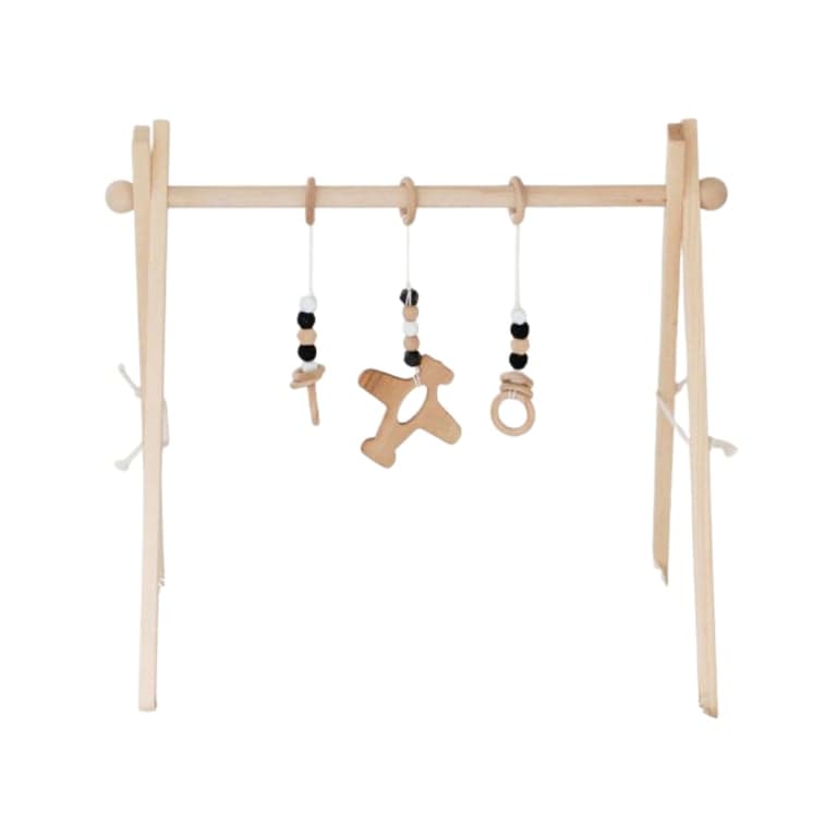 My Little Songbird Airplane Play Gym Natural With 3 Toys Monochrome