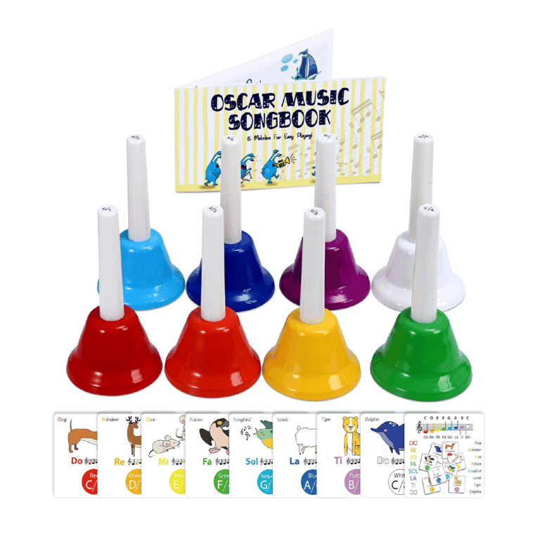 Miniartis Hand Bells 8 Notes Diatonic Metal Set Multicolored