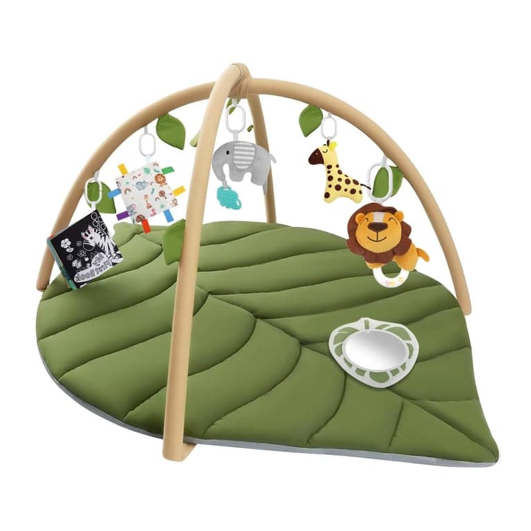 Timkos Baby Play Gym With Leaf Shaped Baby Mat and 6 Detachable Toys