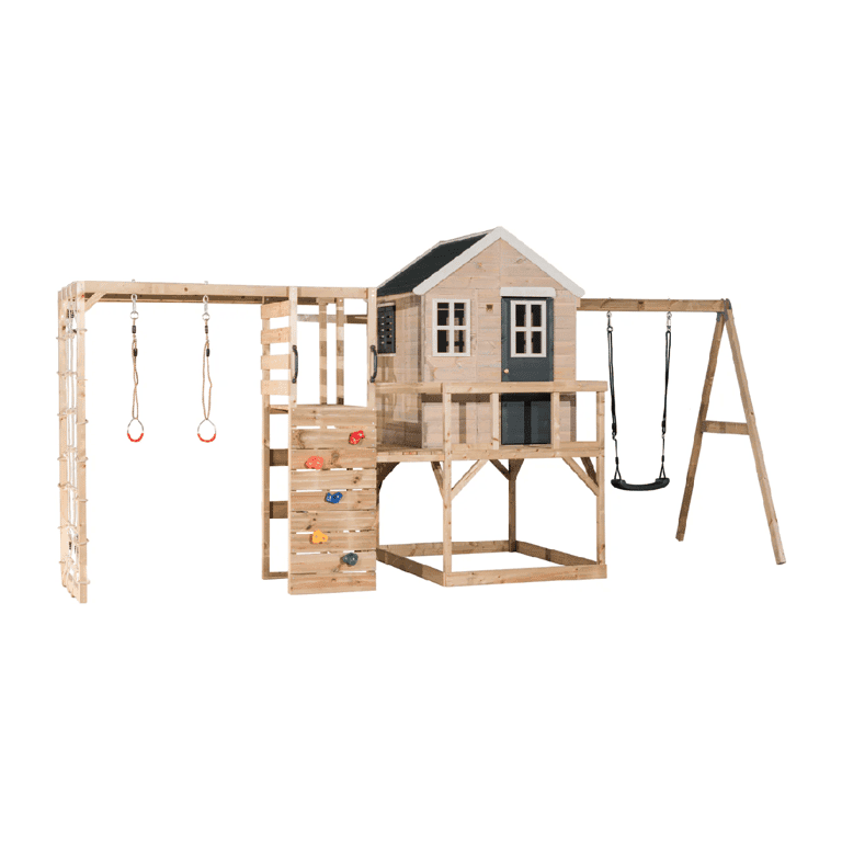 Wendi Toys My Lodge Altalena con Piattaforma, Altalena Singola e Allegato Palestra Grigio