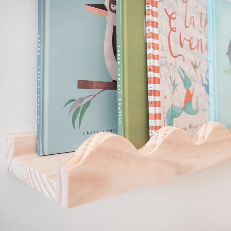 Woodyoubuy Wavy Nursery Shelf 40 Raw Wood Pine Wood