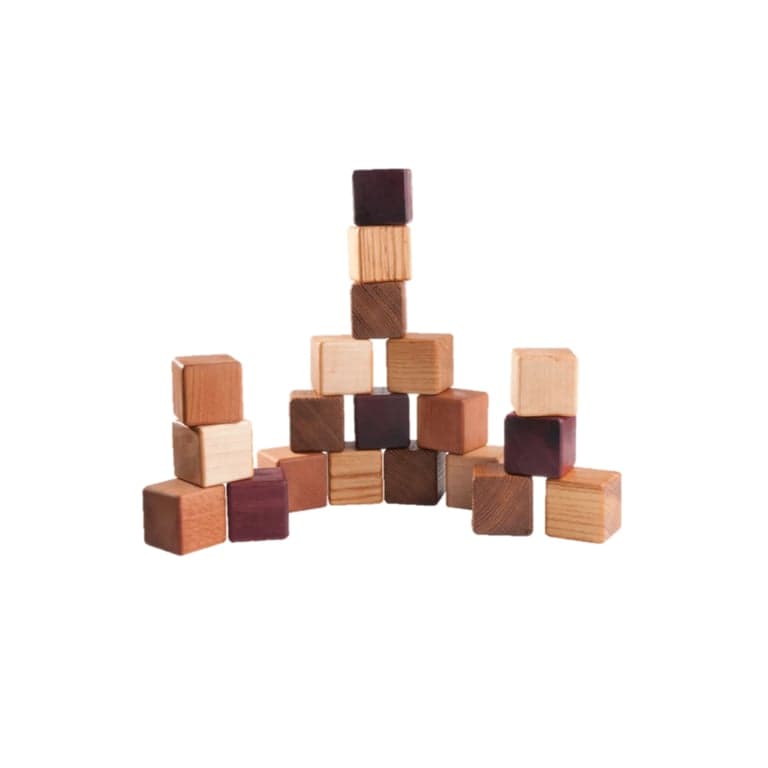 PoppyBabyCo Classic Wooden Blocks 5 Types of Wood 20 Pieces