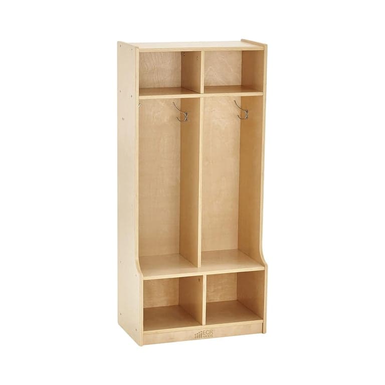 ECR4Kids Coat Locker 2-Section With Bench Natural