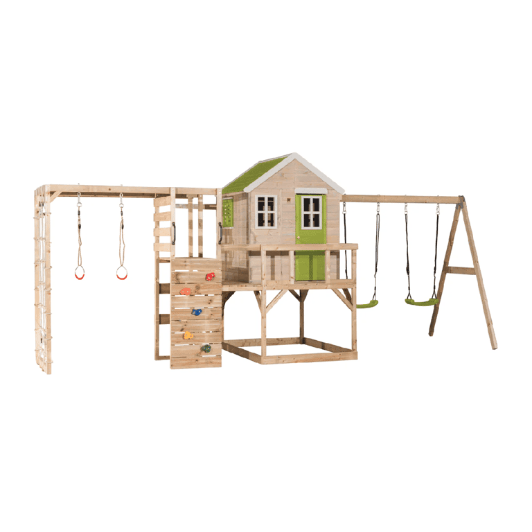 Wendi Toys My Lodge Altalena con Piattaforma, Doppia Altalena e Allegato Palestra Lime
