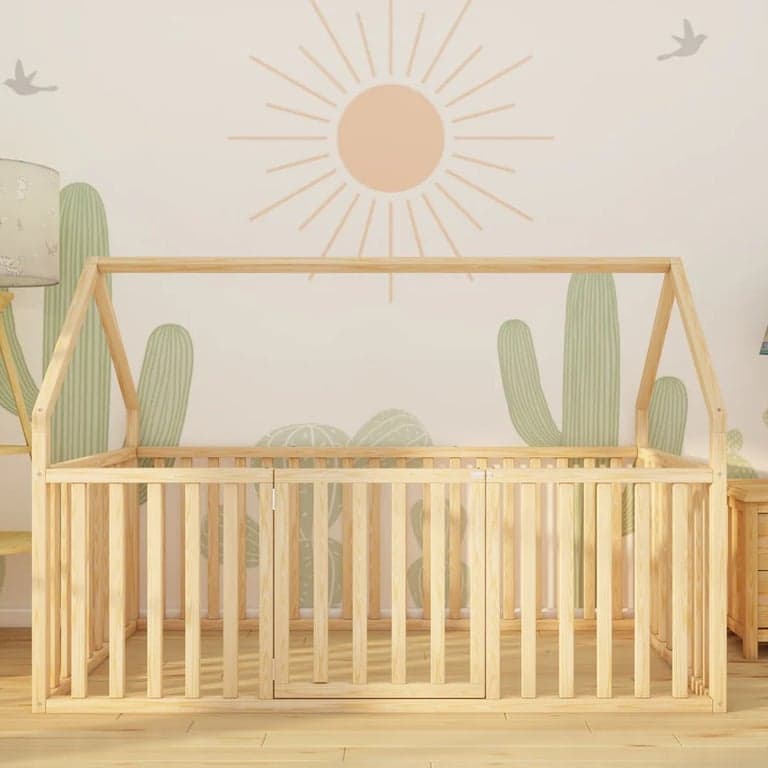 SignaturedWood Myra Twin House Floor Bed With Round Slat