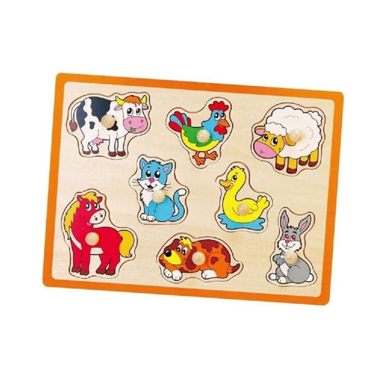 Viga Puzzle a Manopola Animali della Fattoria