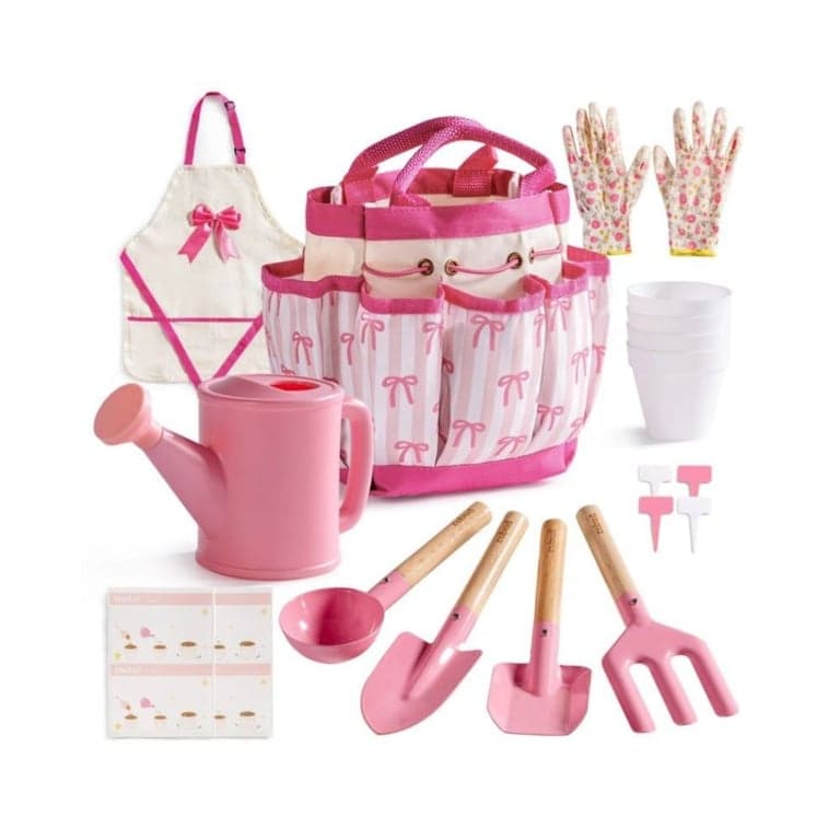 ROBUD Set da giardinaggio con fiocco rosso rosa