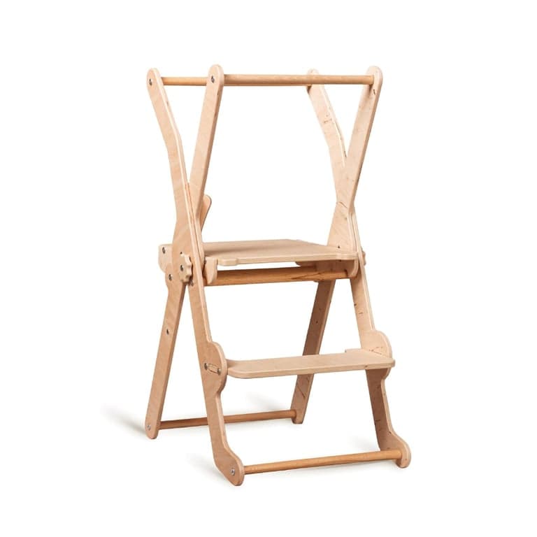 Wood and Hearts 2-in-1 Montessori Toddler Standing Tower Natural Wood