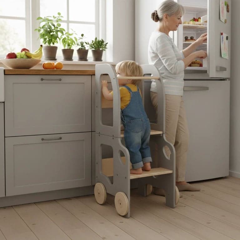 Family SCL Torre per Bambini Car Grigio/Naturale