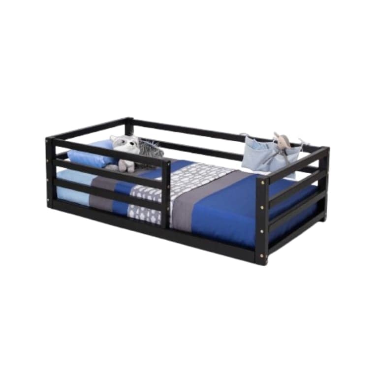 Sweet Home From Wood Floor Bed With Horizontal Rail Fence Full Black