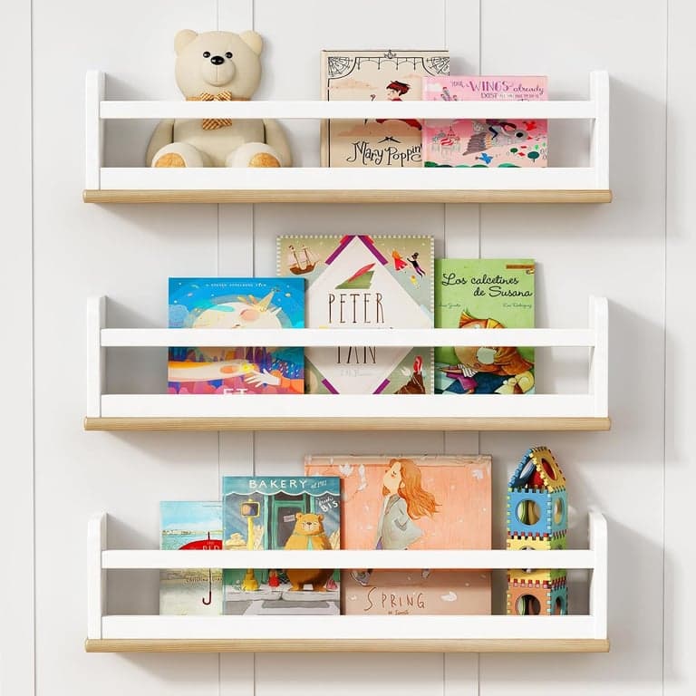 Harwaya Hanging Bookshelf White Set of 3 23.6 Inch