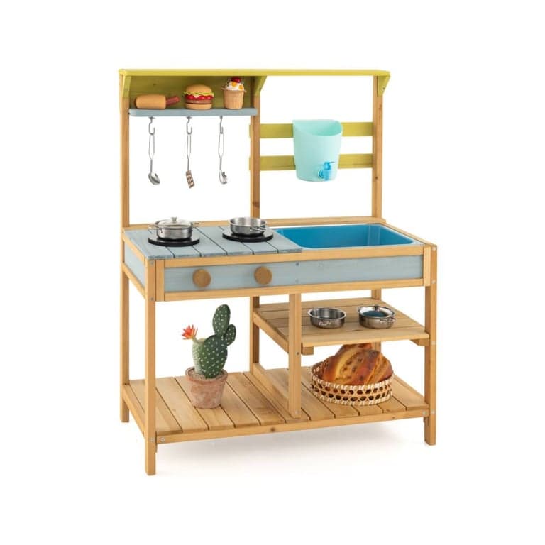 Costway Outdoor Mud Kitchen Blue With High Faucet