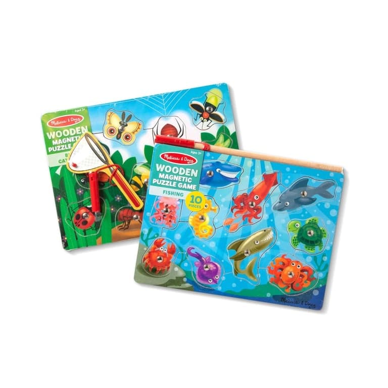 Melissa & Doug Magnetic Puzzle Game Set Fishing and Bug-Catching